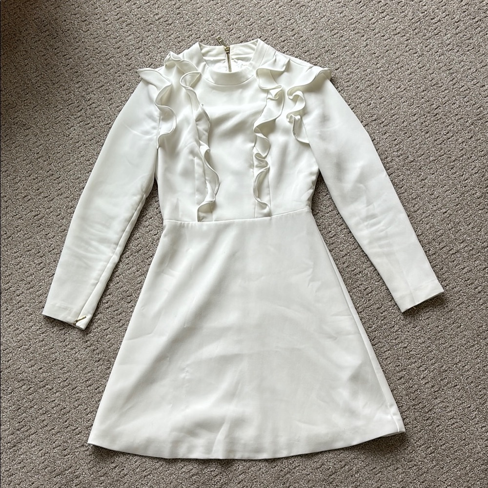 Ted Baker Elegant White Ruffled Dress